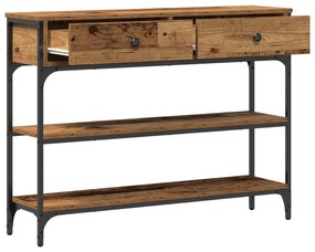 vidaXL Τραπέζι κονσόλας Παλιού Ξύλου 100x25x75 εκ Κατασκευασμένο από Ξύλο και Ατσάλι