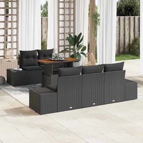 vidaXL Σετ Καναπέ Κήπου με αποθήκευση 6 pcs Μαύρο Πολυ ράταν