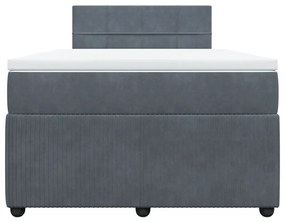 vidaXL Κρεβάτι Boxspring με Στρώμα Σκούρο Γκρι 120x200 εκ. Βελούδινο