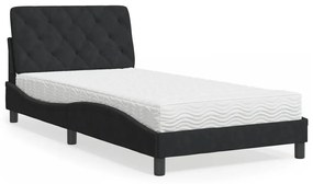 vidaXL Κρεβάτι με Στρώμα Μαύρο 100x200 εκ. Βελούδινο