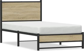 vidaXL Σκελετός Κρεβ. Χωρίς Στρώμα Sonoma Δρυς 90x190 εκ. Μεταλλικό