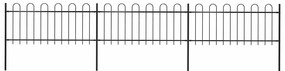 vidaXL Φράχτης Κήπου με Κορυφή από Ατσάλι, Μαύρος 537 x 80 εκ.