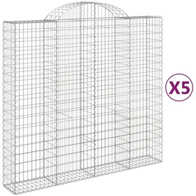 vidaXL Συρματοκιβώτια Τοξωτά 5 τεμ. 200x50x180/200 εκ. Γαλβαν. Ατσάλι