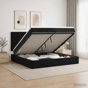 vidaXL Κρεβάτι Ottoman με στρώμα Μαύρο 200 x 200 cm Βελούδο