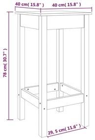 Καρέκλες Μπαρ 2 τεμ. Γκρι 40x40x78 εκ. Μασίφ Ξύλο Πεύκου - Γκρι