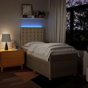 vidaXL Κρεβάτι Boxspring με Στρώμα Κρεμ 90x200 εκ.Υφασμάτινο