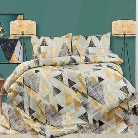 Σεντόνι Με Μαξιλαροθήκες Geometrical 333 (Σετ 3τμχ) Beige DimCol Queen Size 220x240cm 100% Cotton Flannel