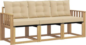 vidaXL Σειρά Καναπέ Εξωτερικού με μαξιλάρι 3 pcs Λευκό και Μπεζ
