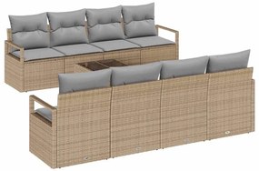 vidaXL Σετ Καναπέ Κήπου με μαξιλάρι 9 pcs Μπεζ, Γκρι 55 x 55 x 37 εκ