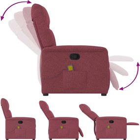 vidaXL Πολυθρόνα Μασάζ Ανακλινόμενη Μπορντό Υφασμάτινη