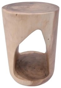 Prank Inart natural solid suar wood stool D30x45cm 30x30x45 εκ.