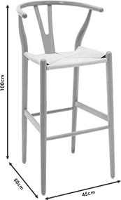 Σκαμπό μπαρ Sandra pakoworld ξύλο-σχοινί φυσικό