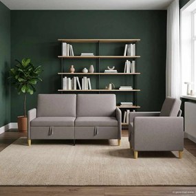 vidaXL Σαλονάκι Σετ Με Αποθηκευτικό Χώρο 2 pcs Taupe Πολυεστέρας