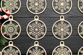 Σετ των 3 Intra απο ξύλο plywood 3mm-4mm πάχος Χριστουγεννιάτικο στολίδι Δίασταση 8x8 cm INTRAFABR-79666421