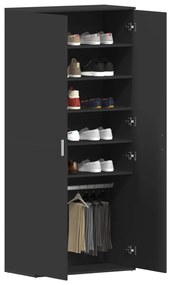 vidaXL Ντουλάπα Παπουτσιών Μαύρη 80x39x180 εκ. Επεξεργασμένο Ξύλο
