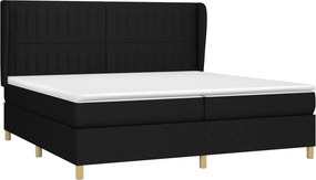 vidaXL Κρεβάτι Boxspring με Στρώμα Μαύρο 200x200 εκ. Υφασμάτινο