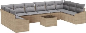 vidaXL Σετ Καναπέ με μαξιλάρι 11 pcs Μπεζ συνθετικό ρατάν