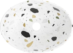Mexen Elza νιπτήρας επιτραπέζιος 40 x 33 cm, λευκή πέτρα terrazo - 21014083