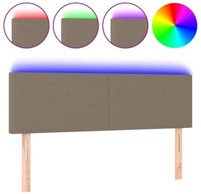 vidaXL Κεφαλάρι Κρεβατιού LED Taupe 144x5x78/88 εκ. Υφασμάτινο