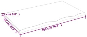 vidaXL Ράφι Τοίχου Ανοιχτό Καφέ 100x60x2 εκ. Επεξεργ. Μασίφ Ξύλο Δρυός