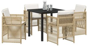 vidaXL Σέτ φαγητού για κήπο 5 pcs Μπεζ Χάλυβας με επίστρωση πούδρας