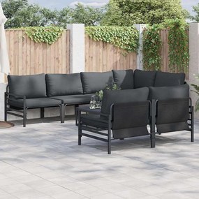 vidaXL Σετ Καναπέ Κήπου με μαξιλάρι 7 pcs Μαύρο Ατσάλι