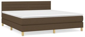 vidaXL Κρεβάτι Boxspring με Στρώμα Σκούρο Καφέ 160x200 εκ Υφασμάτινο