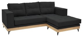 Γωνιακός καναπές αναστρέψιμος Mirabel pakoworld μαύρο ύφασμα-φυσικό ξύλο 250x184x100εκ Model: 166-000021