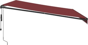 vidaXL Τέντα Πτυσσόμενη Αυτόματη με LED Μπορντό 450x350 εκ.
