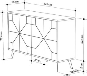 Μπουφές Dune Megapap χρώμα sapphire oak 123x35x77,4εκ.