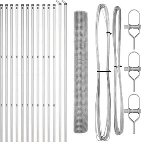 vidaXL Στύλος Περιφράξεων Ασημί 25 x 1,4 μ. (12 x 12 χλστ. δίχτυ)