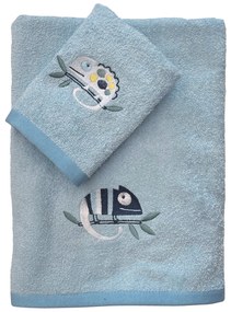 Σετ Πετσέτες 2τμχ Βαμβακερές Με Κέντημα Fun 4935 Blue Das Baby