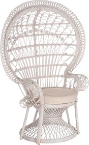 ΠΟΛΥΘΡΟΝΑ ROYAL PEACOCK HM9342.02 RATTAN ΣΕ ΛΕΥΚΟ-ΜΑΞΙΛΑΡΙ ΛΕΥΚΟ 114x72x150Yεκ.