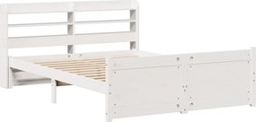 vidaXL Πλαίσιο Κρεβατιού Κεφαλάρι Λευκό 150x200εκ Μασίφ Πεύκο
