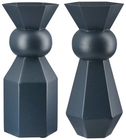 Βάζο "Metallo" Μέταλλο Dark Μπλε PU 2 Pcs. Assorted 10x10x24cm-05161326