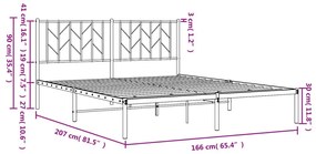 Πλαίσιο Κρεβατιού με Κεφαλάρι Μαύρο 160 x 200 εκ. Μεταλλικό - Μαύρο