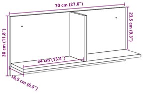 Ντουλάπι Τοίχου Καπνιστή Δρυς 70x16,5x30 εκ. Επεξεργασμένο Ξύλο - Καφέ