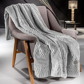 Ριχτάρι Καναπέ Διθέσιου Γούνινο (170x250) + Γούνινη Διακοσμητική Μαξιλαροθήκη Guy Laroche Crusty Silver