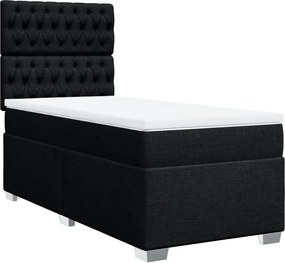 vidaXL Κρεβάτι Boxspring με Στρώμα Μαύρο 100 x 200 εκ. Υφασμάτινο