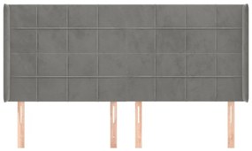 Κεφαλάρι με Πτερύγια Ανοιχτό Γκρι 163x16x118/128 εκ. Βελούδινο - Γκρι
