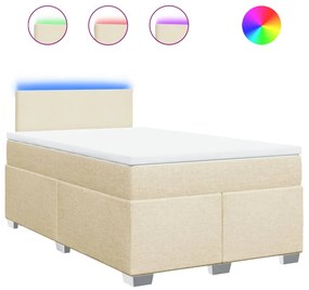 vidaXL Κρεβάτι Boxspring με Στρώμα Κρεμ 120x200 εκ. Υφασμάτινο