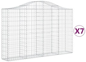 vidaXL Συρματοκιβώτια Τοξωτά 7 τεμ. 200x30x120/140 εκ. Γαλβαν. Ατσάλι