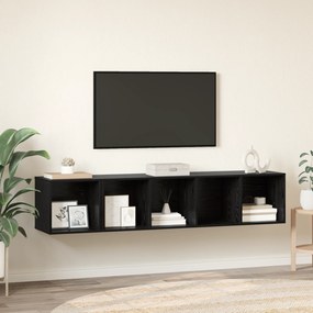 vidaXL 2 pcs Μαύρη δρυς 37 x 37 x 142.5 εκ Επεξεργασμένο ξύλο