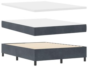 vidaXL Κρεβάτι Box Spring με Στρώμα Σκούρο Γκρι 140x200 εκ. Βελούδο