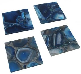 Artekko Quartz Σουβέρ από Χαλαζία Μπλε (10x10x1.1)cm Σετ/4