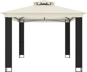 vidaXL Κιόσκι με Διπλή Οροφή Κρεμ 3,94x2,96 μ. Ατσάλινο