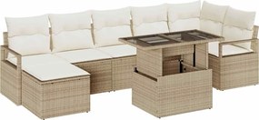 vidaXL Σετ Καναπέ Κήπου με μαξιλάρι 8 pcs μπεζ και κρεμ