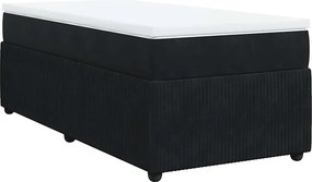vidaXL Κρεβάτι Boxspring με Στρώμα Μαύρο 80 x 200 εκ. Βελούδινο