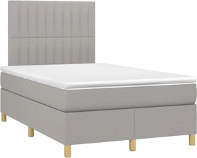 vidaXL Κρεβάτι Boxspring με Στρώμα &amp; LED Αν.Γκρι 120x200 εκ Υφασμάτινο