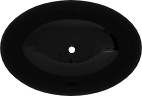 Πολυτελής Κεραμικός Νιπτήρας Οβάλ Μαύρος 40 x 33 cm